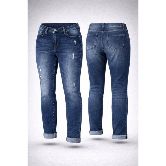 KanCan Denim - KanCan for Maurices Mid Rise Skinny Jeans Dark Wash Distressed‎ Size 18 116527